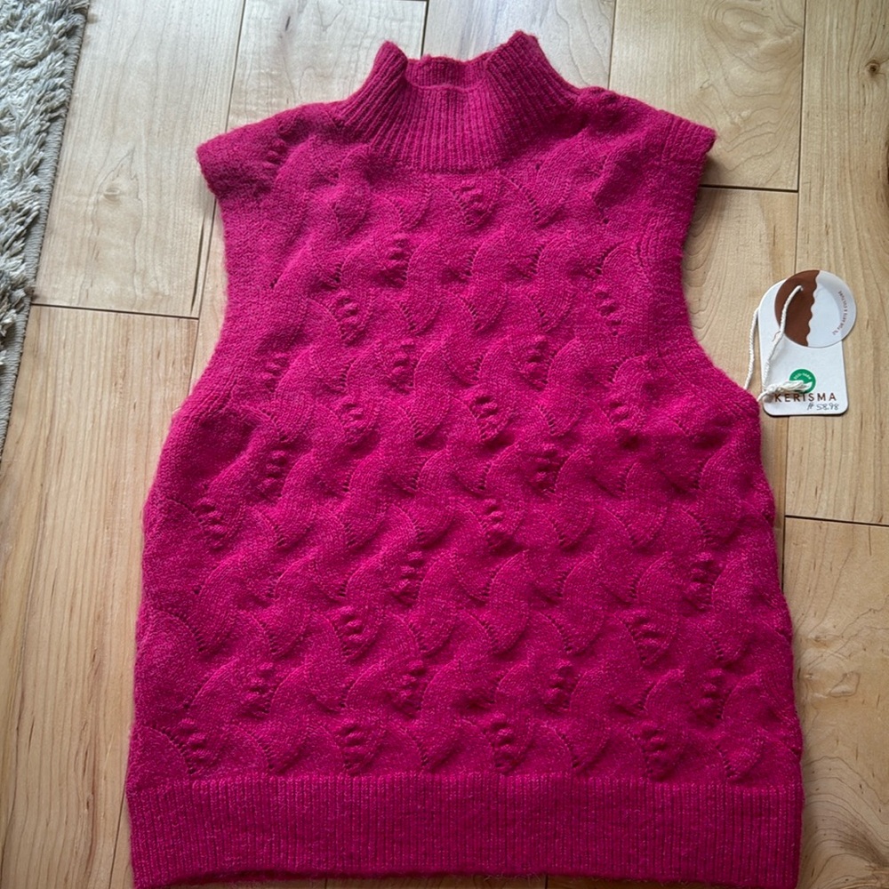 Pink turtleneck vest